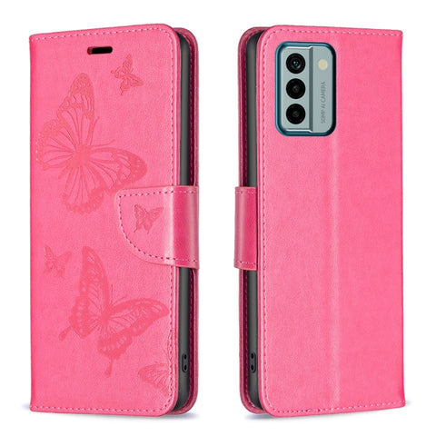 Two Butterflies Embossing Leather Phone Case, For Xiaomi Redmi Note 12 4G Global, For Nokia G22, For Samsung Galaxy A24 4G, For Samsung Galaxy M14 5G