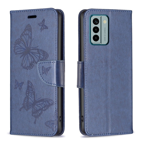 Two Butterflies Embossing Leather Phone Case, For Xiaomi Redmi Note 12 4G Global, For Nokia G22, For Samsung Galaxy A24 4G, For Samsung Galaxy M14 5G