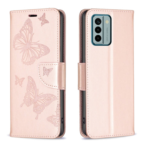 Two Butterflies Embossing Leather Phone Case, For Xiaomi Redmi Note 12 4G Global, For Nokia G22, For Samsung Galaxy A24 4G, For Samsung Galaxy M14 5G