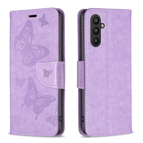 Two Butterflies Embossing Leather Phone Case, For Xiaomi Redmi Note 12 4G Global, For Nokia G22, For Samsung Galaxy A24 4G, For Samsung Galaxy M14 5G