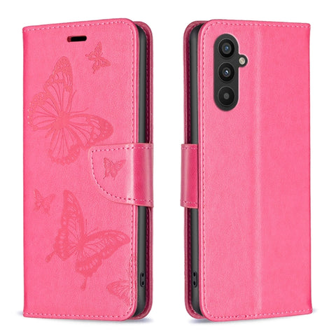 Two Butterflies Embossing Leather Phone Case, For Xiaomi Redmi Note 12 4G Global, For Nokia G22, For Samsung Galaxy A24 4G, For Samsung Galaxy M14 5G