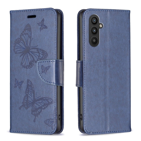Two Butterflies Embossing Leather Phone Case, For Xiaomi Redmi Note 12 4G Global, For Nokia G22, For Samsung Galaxy A24 4G, For Samsung Galaxy M14 5G