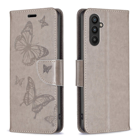 Two Butterflies Embossing Leather Phone Case, For Xiaomi Redmi Note 12 4G Global, For Nokia G22, For Samsung Galaxy A24 4G, For Samsung Galaxy M14 5G