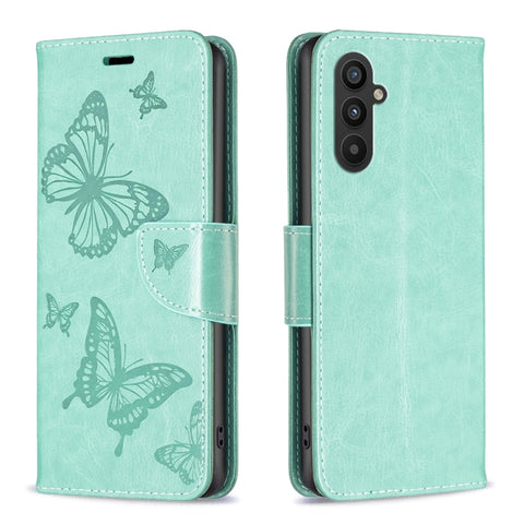 Two Butterflies Embossing Leather Phone Case, For Xiaomi Redmi Note 12 4G Global, For Nokia G22, For Samsung Galaxy A24 4G, For Samsung Galaxy M14 5G