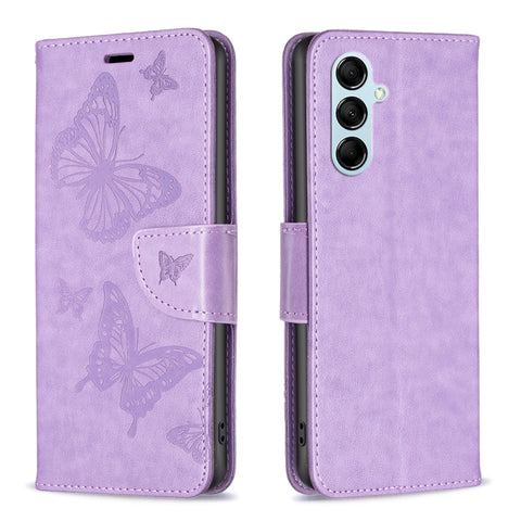 Two Butterflies Embossing Leather Phone Case, For Xiaomi Redmi Note 12 4G Global, For Nokia G22, For Samsung Galaxy A24 4G, For Samsung Galaxy M14 5G