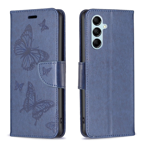 Two Butterflies Embossing Leather Phone Case, For Xiaomi Redmi Note 12 4G Global, For Nokia G22, For Samsung Galaxy A24 4G, For Samsung Galaxy M14 5G