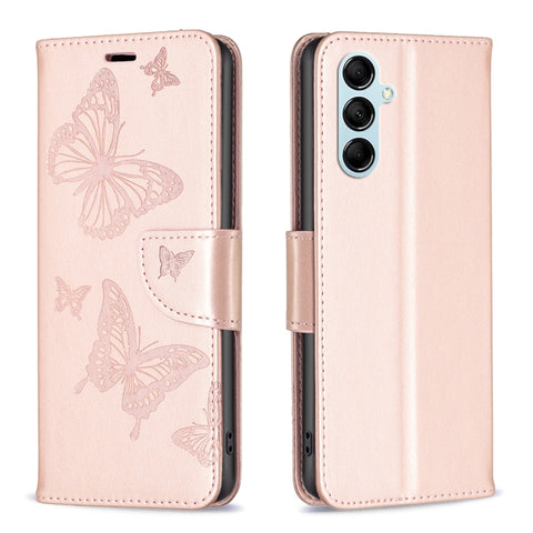 Two Butterflies Embossing Leather Phone Case, For Xiaomi Redmi Note 12 4G Global, For Nokia G22, For Samsung Galaxy A24 4G, For Samsung Galaxy M14 5G