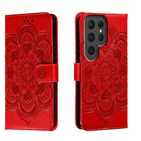 Sun Mandala Embossing Pattern Phone Leather Case, For Samsung Galaxy S23+ 5G, For Samsung Galaxy S23 Ultra 5G