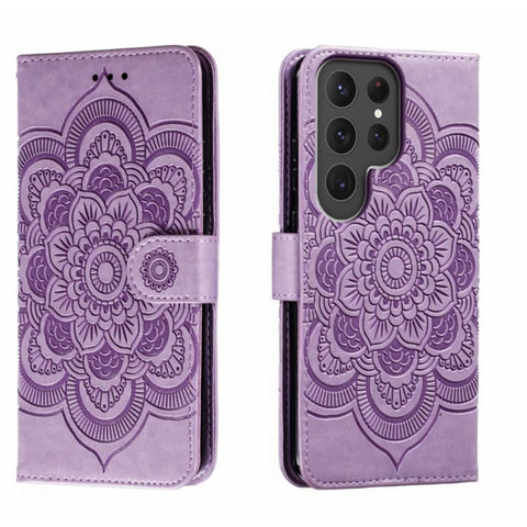Sun Mandala Embossing Pattern Phone Leather Case, For Samsung Galaxy S23+ 5G, For Samsung Galaxy S23 Ultra 5G