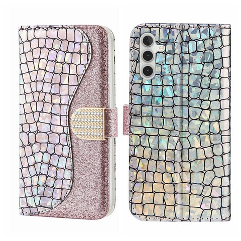 Laser Glitter Powder Crocodile Texture Leather Phone Case, For Samsung Galaxy A24 4G, For Samsung Galaxy A34 5G, For Samsung Galaxy A54 5G