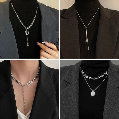 Ladies Alphabet Versatile Titanium Steel Necklace Twist Chain, XL2001, XL1951, XL1400, XL1437, XL2010, XL1505, XL1839, XL1864, XL1502, XL1570, XL1170, XL1459, XL1788, XL1780, XL1946, XL1089, XL1958, XL1790, XL1893