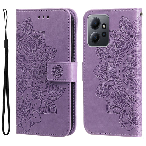 7-petal Flowers Embossing Leather Phone Case, For Xiaomi Redmi Note 12 4G Global, For Honor Magic5 Pro, For Samsung Galaxy M14 5G