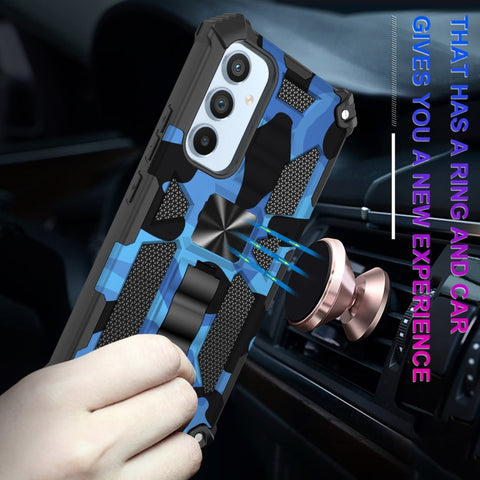 Camouflage Armor Shockproof TPU + PC Magnetic Protective Phone Case with Holder, For Samsung Galaxy A54 5G