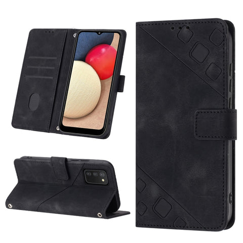 Skin-feel Embossed Leather Phone Case, For Samsung Galaxy A02s 164mm, For Samsung Galaxy A02s 166mm, For Samsung Galaxy A03 166mm EU Version, For Samsung Galaxy A03 164mm Global, For Samsung Galaxy A23 JP Version, For Samsung Galaxy A24 4G             ...