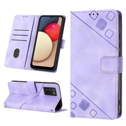 Skin-feel Embossed Leather Phone Case, For Samsung Galaxy A02s 164mm, For Samsung Galaxy A02s 166mm, For Samsung Galaxy A03 166mm EU Version, For Samsung Galaxy A03 164mm Global, For Samsung Galaxy A23 JP Version, For Samsung Galaxy A24 4G             ...