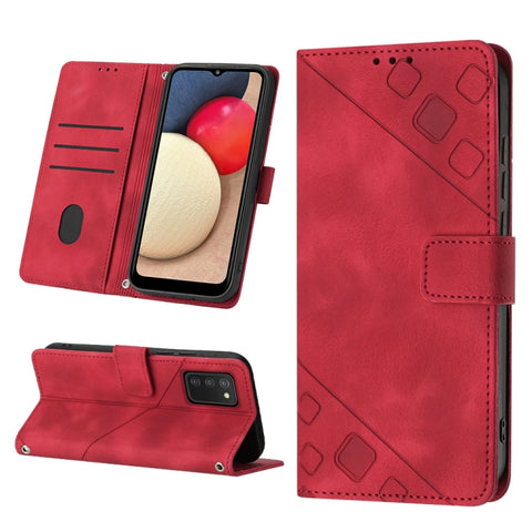 Skin-feel Embossed Leather Phone Case, For Samsung Galaxy A02s 164mm, For Samsung Galaxy A02s 166mm, For Samsung Galaxy A03 166mm EU Version, For Samsung Galaxy A03 164mm Global, For Samsung Galaxy A23 JP Version, For Samsung Galaxy A24 4G             ...