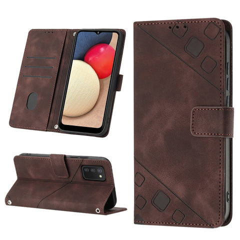 Skin-feel Embossed Leather Phone Case, For Samsung Galaxy A02s 164mm, For Samsung Galaxy A02s 166mm, For Samsung Galaxy A03 166mm EU Version, For Samsung Galaxy A03 164mm Global, For Samsung Galaxy A23 JP Version, For Samsung Galaxy A24 4G             ...