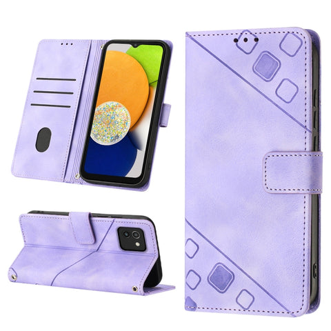 Skin-feel Embossed Leather Phone Case, For Samsung Galaxy A02s 164mm, For Samsung Galaxy A02s 166mm, For Samsung Galaxy A03 166mm EU Version, For Samsung Galaxy A03 164mm Global, For Samsung Galaxy A23 JP Version, For Samsung Galaxy A24 4G             ...