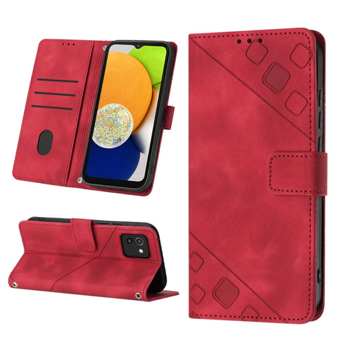 Skin-feel Embossed Leather Phone Case, For Samsung Galaxy A02s 164mm, For Samsung Galaxy A02s 166mm, For Samsung Galaxy A03 166mm EU Version, For Samsung Galaxy A03 164mm Global, For Samsung Galaxy A23 JP Version, For Samsung Galaxy A24 4G             ...
