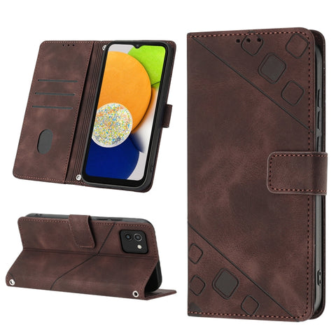 Skin-feel Embossed Leather Phone Case, For Samsung Galaxy A02s 164mm, For Samsung Galaxy A02s 166mm, For Samsung Galaxy A03 166mm EU Version, For Samsung Galaxy A03 164mm Global, For Samsung Galaxy A23 JP Version, For Samsung Galaxy A24 4G             ...