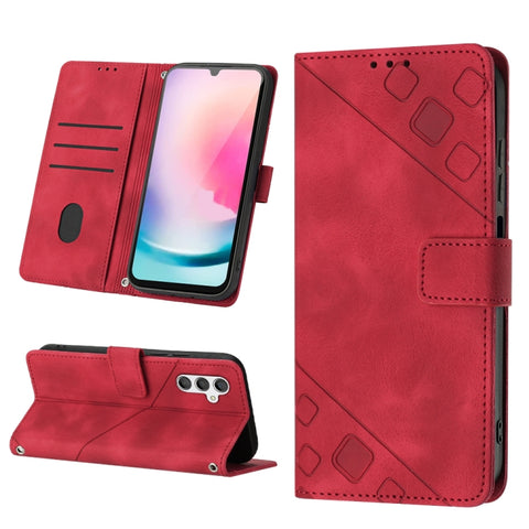 Skin-feel Embossed Leather Phone Case, For Samsung Galaxy A02s 164mm, For Samsung Galaxy A02s 166mm, For Samsung Galaxy A03 166mm EU Version, For Samsung Galaxy A03 164mm Global, For Samsung Galaxy A23 JP Version, For Samsung Galaxy A24 4G             ...