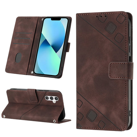 Skin-feel Embossed Leather Phone Case, For Samsung Galaxy A02s 164mm, For Samsung Galaxy A02s 166mm, For Samsung Galaxy A03 166mm EU Version, For Samsung Galaxy A03 164mm Global, For Samsung Galaxy A23 JP Version, For Samsung Galaxy A24 4G             ...