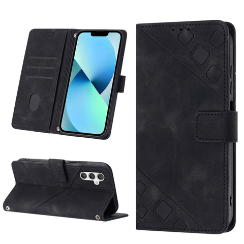 Skin-feel Embossed Leather Phone Case, For Samsung Galaxy A02s 164mm, For Samsung Galaxy A02s 166mm, For Samsung Galaxy A03 166mm EU Version, For Samsung Galaxy A03 164mm Global, For Samsung Galaxy A23 JP Version, For Samsung Galaxy A24 4G             ...