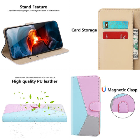 Tricolor Stitching Flip Leather Phone Case, For Samsung Galaxy A34 5G