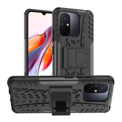 Tire Texture TPU + PC Phone Case with Holder, For Samsung Galaxy A24 4G, For Xiaomi Redmi 12C, For Xiaomi Poco C55, For Lenovo Tab M9