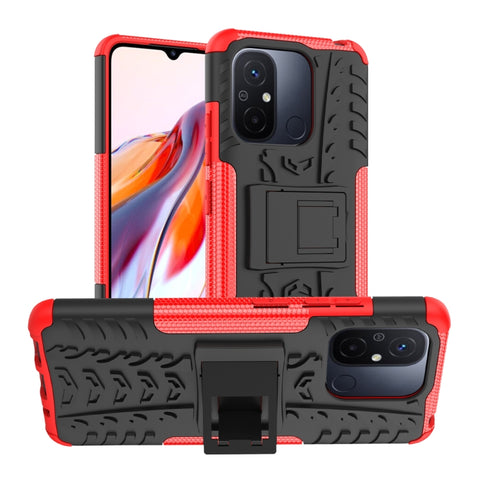 Tire Texture TPU + PC Phone Case with Holder, For Samsung Galaxy A24 4G, For Xiaomi Redmi 12C, For Xiaomi Poco C55, For Lenovo Tab M9