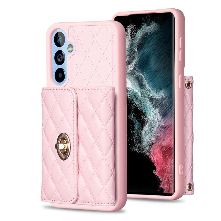 Horizontal Metal Buckle Wallet Rhombic Leather Phone Case, For Samsung Galaxy A54 5G