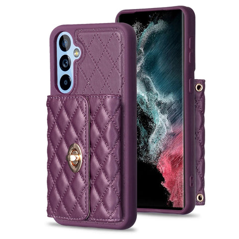 Horizontal Metal Buckle Wallet Rhombic Leather Phone Case, For Samsung Galaxy A54 5G