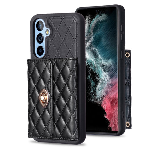 Horizontal Metal Buckle Wallet Rhombic Leather Phone Case, For Samsung Galaxy A54 5G