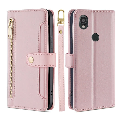 Sheep Texture Cross-body Zipper Wallet Leather Phone Case, For vivo iQOO Z7x, For OPPO A55S 5G, For Realme GT Neo5 SE, For Xiaomi Redmi Note 12 Turbo, For Kyocera Digno SX3-KYG02, For Nokia C12, For Nokia C22, For Nokia C32