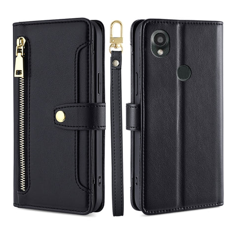 Sheep Texture Cross-body Zipper Wallet Leather Phone Case, For vivo iQOO Z7x, For OPPO A55S 5G, For Realme GT Neo5 SE, For Xiaomi Redmi Note 12 Turbo, For Kyocera Digno SX3-KYG02, For Nokia C12, For Nokia C22, For Nokia C32
