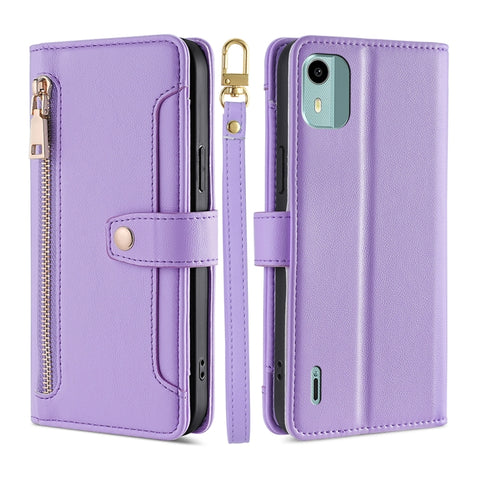 Sheep Texture Cross-body Zipper Wallet Leather Phone Case, For vivo iQOO Z7x, For OPPO A55S 5G, For Realme GT Neo5 SE, For Xiaomi Redmi Note 12 Turbo, For Kyocera Digno SX3-KYG02, For Nokia C12, For Nokia C22, For Nokia C32