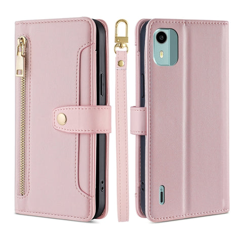 Sheep Texture Cross-body Zipper Wallet Leather Phone Case, For vivo iQOO Z7x, For OPPO A55S 5G, For Realme GT Neo5 SE, For Xiaomi Redmi Note 12 Turbo, For Kyocera Digno SX3-KYG02, For Nokia C12, For Nokia C22, For Nokia C32