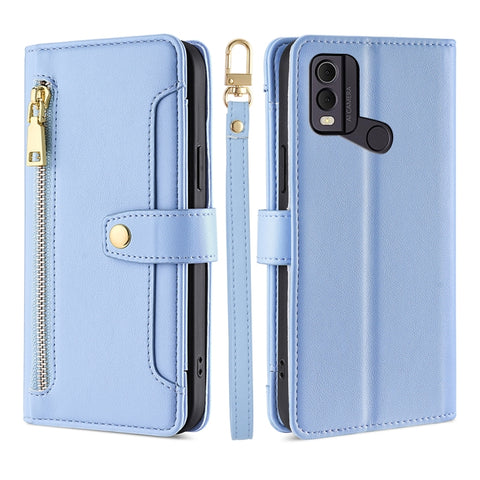 Sheep Texture Cross-body Zipper Wallet Leather Phone Case, For vivo iQOO Z7x, For OPPO A55S 5G, For Realme GT Neo5 SE, For Xiaomi Redmi Note 12 Turbo, For Kyocera Digno SX3-KYG02, For Nokia C12, For Nokia C22, For Nokia C32