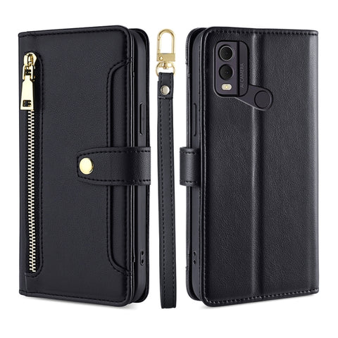 Sheep Texture Cross-body Zipper Wallet Leather Phone Case, For vivo iQOO Z7x, For OPPO A55S 5G, For Realme GT Neo5 SE, For Xiaomi Redmi Note 12 Turbo, For Kyocera Digno SX3-KYG02, For Nokia C12, For Nokia C22, For Nokia C32