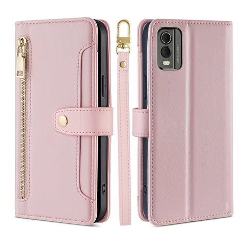 Sheep Texture Cross-body Zipper Wallet Leather Phone Case, For vivo iQOO Z7x, For OPPO A55S 5G, For Realme GT Neo5 SE, For Xiaomi Redmi Note 12 Turbo, For Kyocera Digno SX3-KYG02, For Nokia C12, For Nokia C22, For Nokia C32