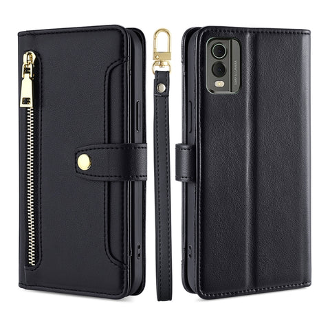 Sheep Texture Cross-body Zipper Wallet Leather Phone Case, For vivo iQOO Z7x, For OPPO A55S 5G, For Realme GT Neo5 SE, For Xiaomi Redmi Note 12 Turbo, For Kyocera Digno SX3-KYG02, For Nokia C12, For Nokia C22, For Nokia C32