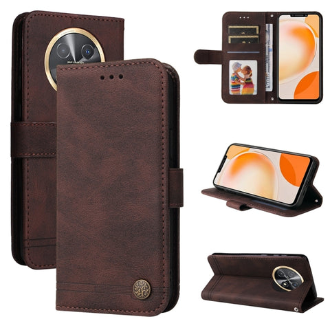 Skin Feel Life Tree Metal Button Leather Phone Case, For Huawei Mate 60, For Huawei Mate 60 Pro, For Huawei Enjoy 60X, For Huawei nova 11 Pro, For Huawei nova 11