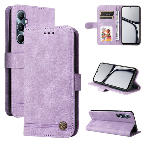 Skin Feel Life Tree Metal Button Leather Phone Case, For Realme C65 4G, For Realme C55, For Realme GT Neo 5 5G / GT3