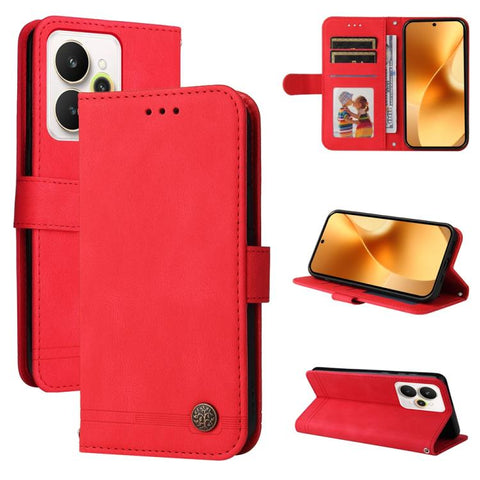 Skin Feel Life Tree Metal Button Leather Phone Case, For Realme P4R 5G / P4x 4G / C100 4G / C100i, For Realme 16 Pro+ 5G, For Realme 16 Pro 5G, For Realme P4x 5G, For Realme 15x 5G India / Realme C85 5G, For Realme C85 Pro 4G, For Realme 15T 5G        ...