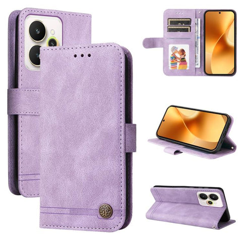 Skin Feel Life Tree Metal Button Leather Phone Case, For Realme P4R 5G / P4x 4G / C100 4G / C100i, For Realme 16 Pro+ 5G, For Realme 16 Pro 5G, For Realme P4x 5G, For Realme 15x 5G India / Realme C85 5G, For Realme C85 Pro 4G, For Realme 15T 5G        ...