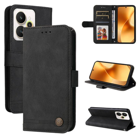 Skin Feel Life Tree Metal Button Leather Phone Case, For Realme P4R 5G / P4x 4G / C100 4G / C100i, For Realme 16 Pro+ 5G, For Realme 16 Pro 5G, For Realme P4x 5G, For Realme 15x 5G India / Realme C85 5G, For Realme C85 Pro 4G, For Realme 15T 5G        ...