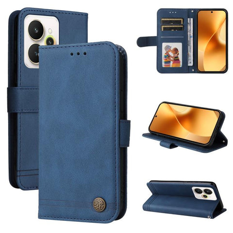 Skin Feel Life Tree Metal Button Leather Phone Case, For Realme P4R 5G / P4x 4G / C100 4G / C100i, For Realme 16 Pro+ 5G, For Realme 16 Pro 5G, For Realme P4x 5G, For Realme 15x 5G India / Realme C85 5G, For Realme C85 Pro 4G, For Realme 15T 5G        ...