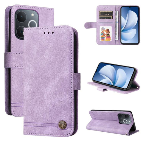 Skin Feel Life Tree Metal Button Leather Phone Case, For Realme P4R 5G / P4x 4G / C100 4G / C100i, For Realme 16 Pro+ 5G, For Realme 16 Pro 5G, For Realme P4x 5G, For Realme 15x 5G India / Realme C85 5G, For Realme C85 Pro 4G, For Realme 15T 5G        ...