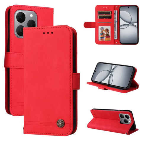 Skin Feel Life Tree Metal Button Leather Phone Case, For Realme P4R 5G / P4x 4G / C100 4G / C100i, For Realme 16 Pro+ 5G, For Realme 16 Pro 5G, For Realme P4x 5G, For Realme 15x 5G India / Realme C85 5G, For Realme C85 Pro 4G, For Realme 15T 5G        ...
