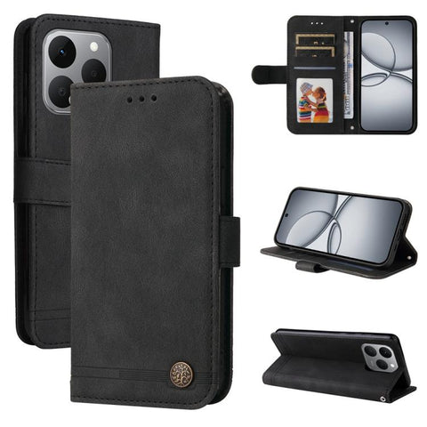 Skin Feel Life Tree Metal Button Leather Phone Case, For Realme P4R 5G / P4x 4G / C100 4G / C100i, For Realme 16 Pro+ 5G, For Realme 16 Pro 5G, For Realme P4x 5G, For Realme 15x 5G India / Realme C85 5G, For Realme C85 Pro 4G, For Realme 15T 5G        ...